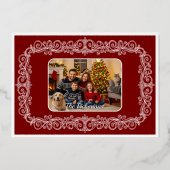 Vrede op aarde in rood, goud folie feestdagenkaart (Achterkant)