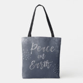 Vrede op Aarde Indigo Blauw en Zilver Waterverf Tote Bag (Achterkant)