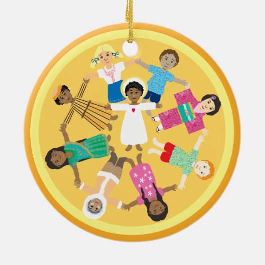 Vrede op aarde Jezus en kinderen Keramisch Ornament (Achterkant)