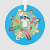 Vrede op aarde Jezus en kinderen van de wereld Ornament (achterkant)