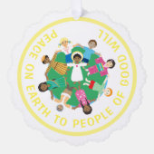 Vrede op aarde Jezus & kinderen Ornament Kaart (Voorkant)