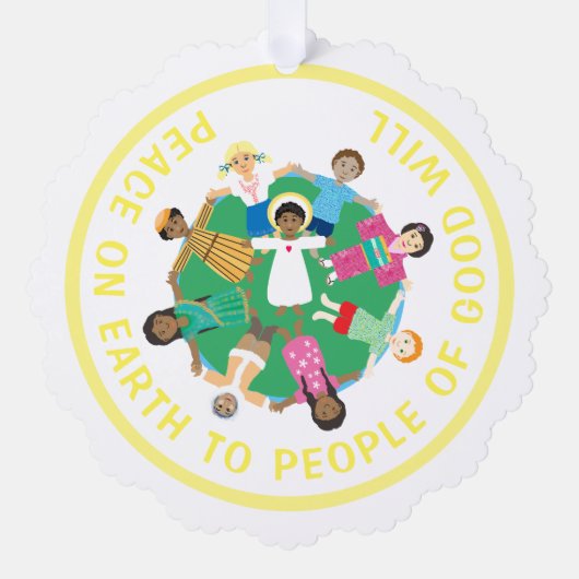 Vrede op aarde Jezus & kinderen Ornament Kaart (Voorkant)