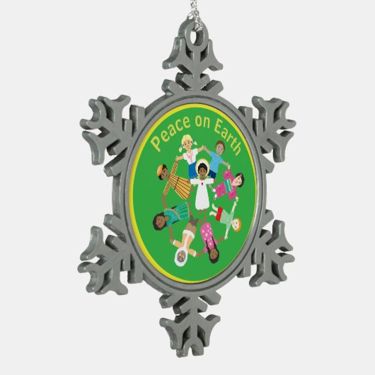 Vrede op aarde Jezus Tin Sneeuwvlok Ornament (Links)
