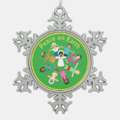 Vrede op aarde Jezus Tin Sneeuwvlok Ornament (Voorkant)