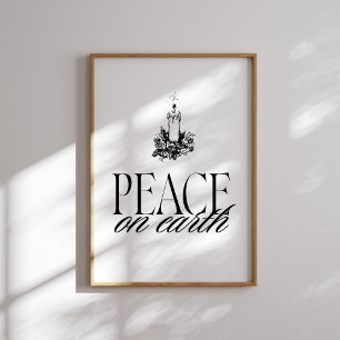 Vrede op Aarde Kaars Vintage Kerst Muur Kunst Poster