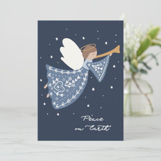 Vrede op Aarde Kerst Engel Vakantie Kaarten (Staand voorkant)