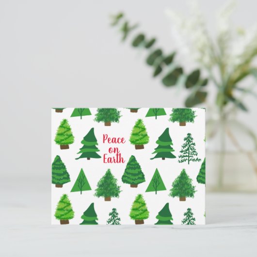 Vrede op aarde | kerstboompatroon briefkaart (Staand voorkant)