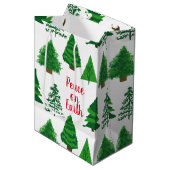 Vrede op aarde | kerstboompatroon medium cadeauzakje (Voorkant Gekanteld)