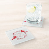 Vrede op aarde kerstcadeautjes glazen onderzetter (Schuin)