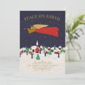 Vrede op Aarde Kerstdorp Familiefoto Feestdagenkaart (Staand voorkant)
