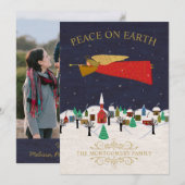 Vrede op Aarde Kerstdorp Familiefoto Feestdagenkaart (Voorkant / Achterkant)