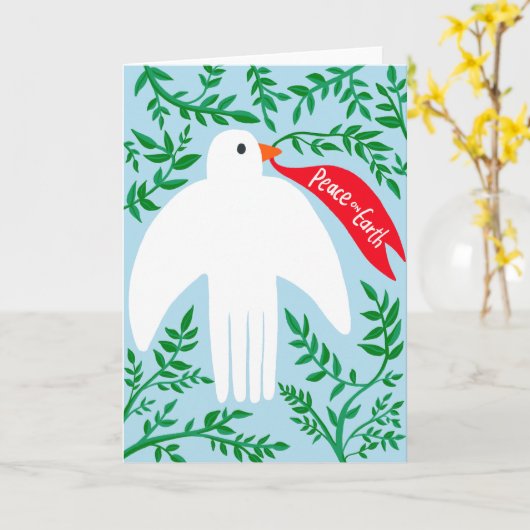 Vrede op aarde: kerstfeestdag met vogelpest kaart (Gele Bloem)