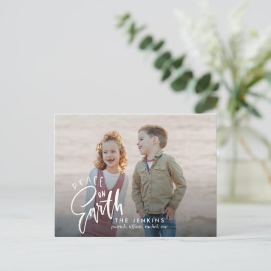 Vrede op aarde | kerstfeestfoto briefkaart (Staand voorkant)