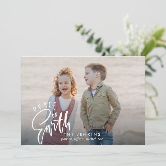 Vrede op aarde | kerstfeestfoto kaart (Staand voorkant)