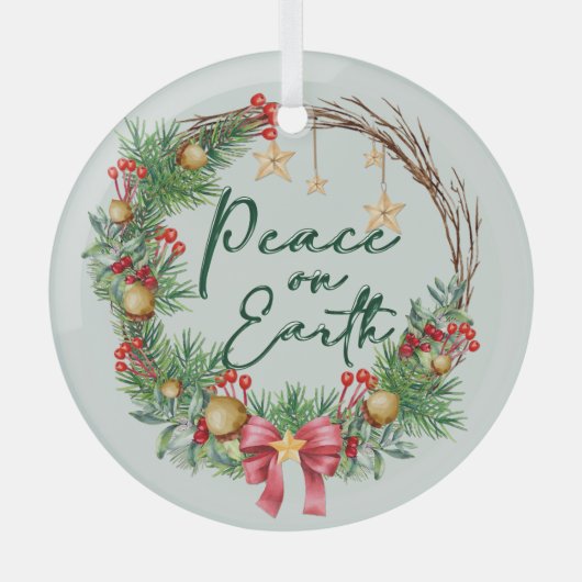 Vrede op aarde Kerstkrans Glas Ornament (Voorkant)