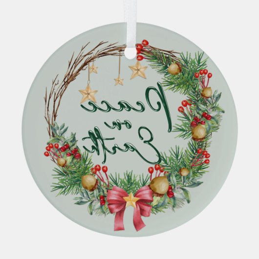 Vrede op aarde Kerstkrans Glas Ornament (Achterkant)