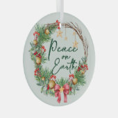 Vrede op aarde Kerstkrans Glas Ornament (Voorkant Rechts)
