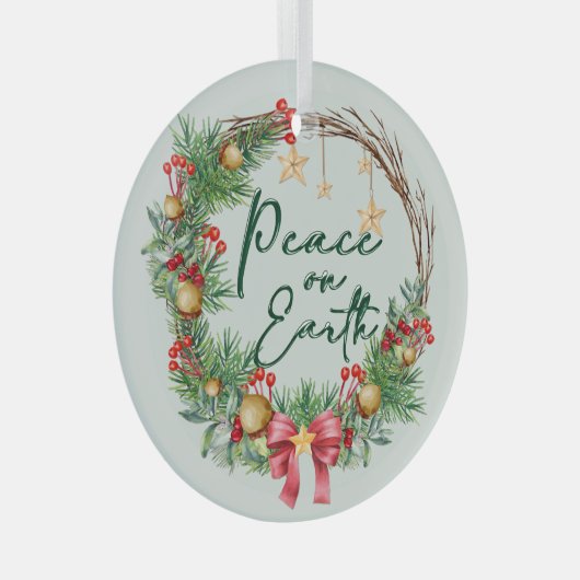 Vrede op aarde Kerstkrans Glas Ornament (Voorkant Rechts)