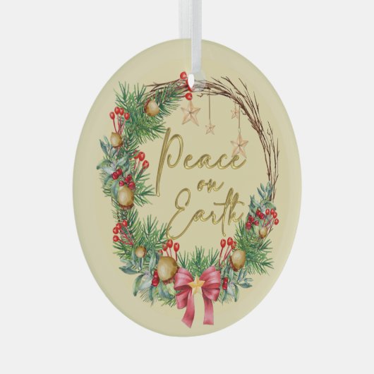 Vrede op aarde Kerstkrans Glas Ornament (Voorkant Rechts)