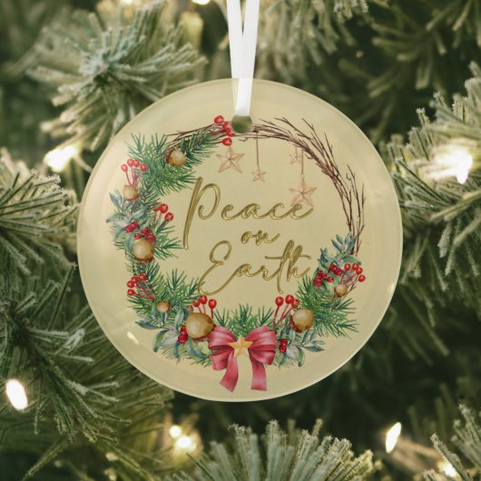 Vrede op aarde Kerstkrans Glas Ornament (Insitu)