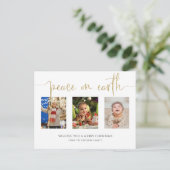 Vrede op aarde Kerstmis 3 Fotocollage Glitter Feestdagenkaart (Staand voorkant)