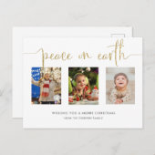 Vrede op aarde Kerstmis 3 Fotocollage Glitter Feestdagenkaart (Voorkant / Achterkant)