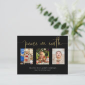 Vrede op aarde Kerstmis 3 Fotocollage Glitter H Feestdagenkaart (Staand voorkant)