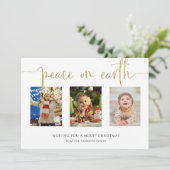 Vrede op aarde Kerstmis 3 Fotocollage Glitter H Feestdagenkaart (Staand voorkant)