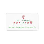 Vrede op Aarde Kerstmis Adreslabel Etiket (Voorkant)