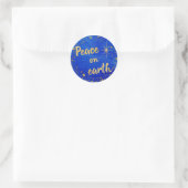 Vrede op aarde Kerstmis Blauw en Goud Ronde Sticker (Tas)