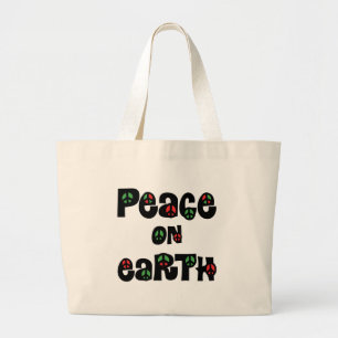 Vrede op aarde kerstmis grote tote bag