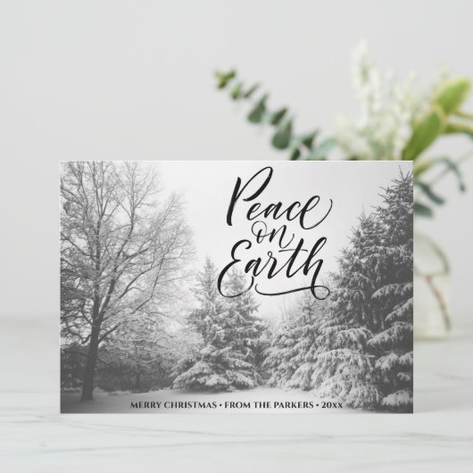 Vrede op aarde | Kerstmis in het winterlandschap Feestdagenkaart (Staand voorkant)