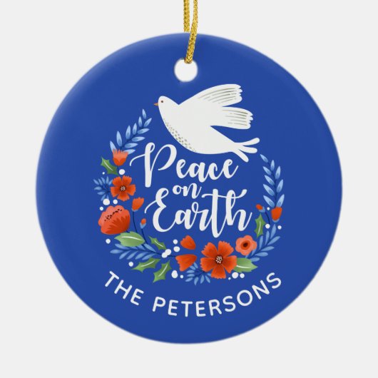 Vrede op Aarde kerstmis Keramisch Ornament (Voorkant)