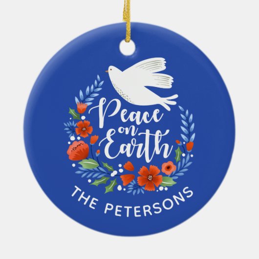 Vrede op Aarde kerstmis Keramisch Ornament (Achterkant)