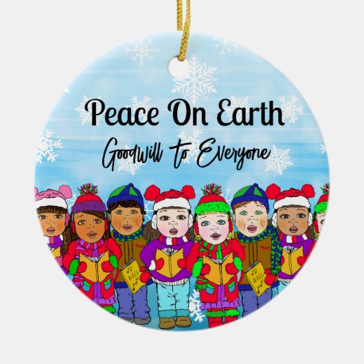 Vrede op aarde | Kerstmis Keramisch Ornament (Voorkant)