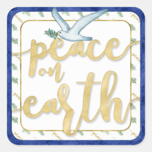 Vrede op aarde Kerstmis Kwanzaa Chanoeka Vierkante Sticker