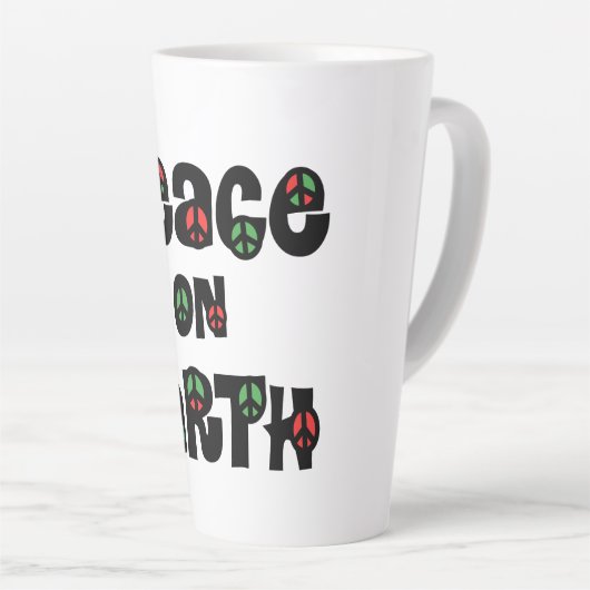 Vrede op aarde kerstmis latte mok (Rechterhoek)