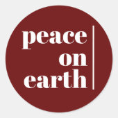 Vrede op aarde Kerstmis minimalistisch modern rood Ronde Sticker (Voorkant)
