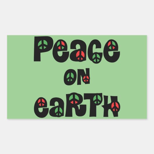 Vrede op aarde kerstmis rechthoekige sticker (Voorkant)