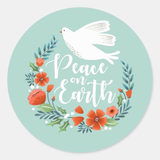Vrede op Aarde kerstmis Ronde Sticker (Voorkant)