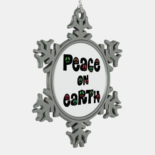 Vrede op aarde kerstmis tin sneeuwvlok ornament (Links)