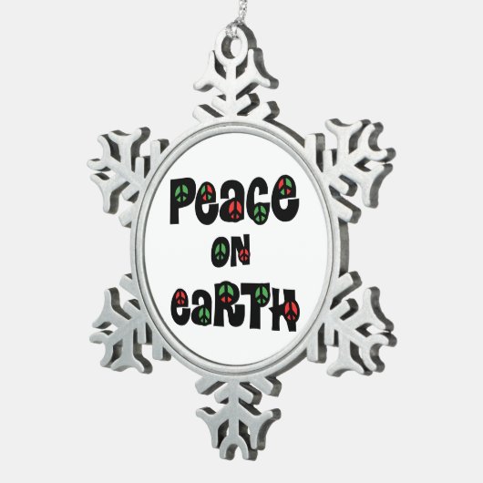 Vrede op aarde kerstmis tin sneeuwvlok ornament (Rechts)