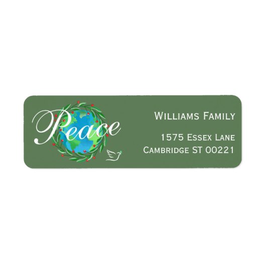 Vrede op Aarde Kerstvakantie Custom Etiket (Voorkant)