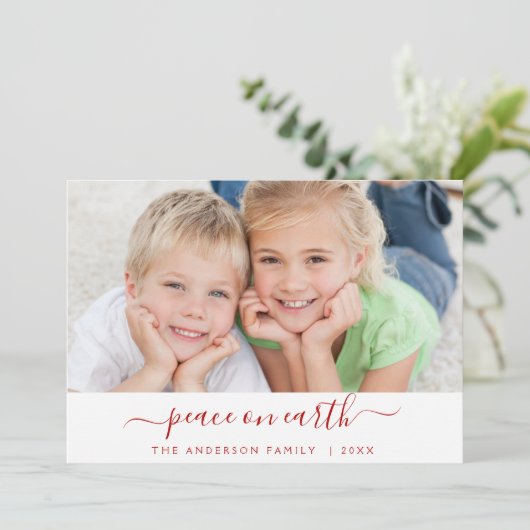 Vrede op Aarde Kerstvakantie Foto Kaart (Staand voorkant)