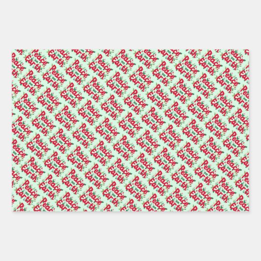 VREDE OP AARDE Kerstvakantie Hand getrokken Variët Inpakpapier Vel (Voorkant 2)