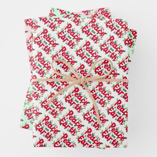 VREDE OP AARDE Kerstvakantie Hand getrokken Variët Inpakpapier Vel (In situ)