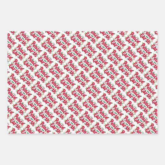 VREDE OP AARDE Kerstvakantie Hand getrokken Variët Inpakpapier Vel (Voorkant)