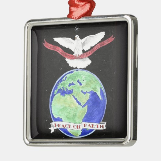 Vrede op aarde kerstversiering metalen ornament (Links)
