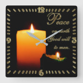 Vrede op aarde kerstvierkant wandklok (Voorkant)