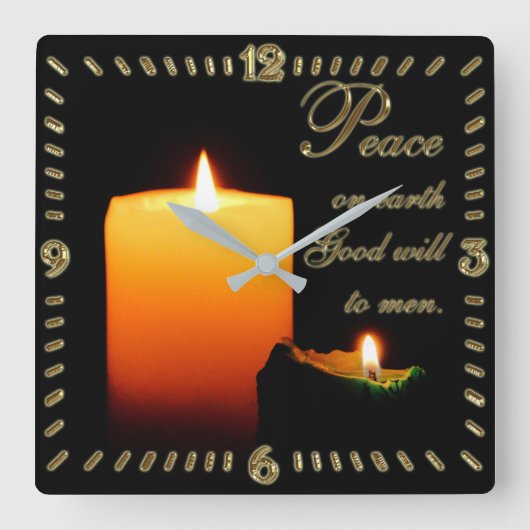 Vrede op aarde kerstvierkant wandklok (Voorkant)